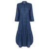 French Navy Embroidered Shirt Dress