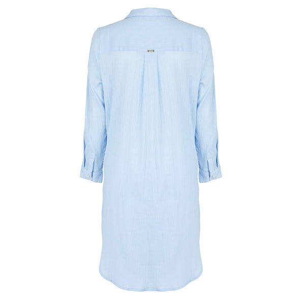 Sky Blue Popover Holiday essential lightweight popover shirtdress